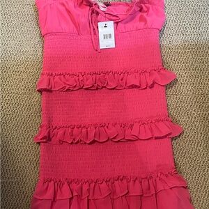 Guess Pink Ruffled Casual Dress